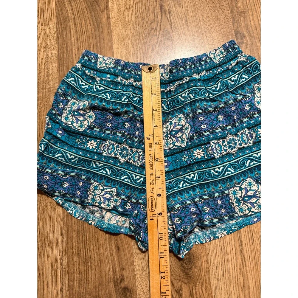 Miss Attitude Shorts Girls M 10/12 Blue Boho Medallion Rayon Lined Excellent
